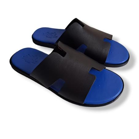 صندل اسود و الازرق مريح من الجلد الطبيعي 2023