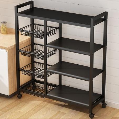 عربة تخزين متعددة الاستخدامات مع رفوف وسلال قابلة للسحب