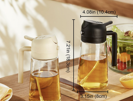 زجاجة موزع زيت للمطبخ سعة 16 اونصة من تريند بلاين - زيتون 2 في 1 وبخاخ - 470 مل