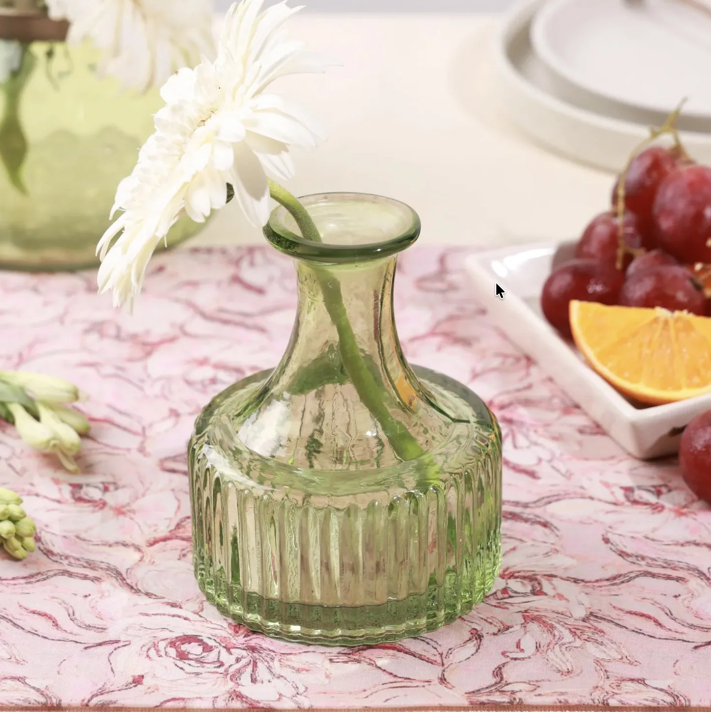 Vintage Ribbed Glass Bud Vases — Set of 4