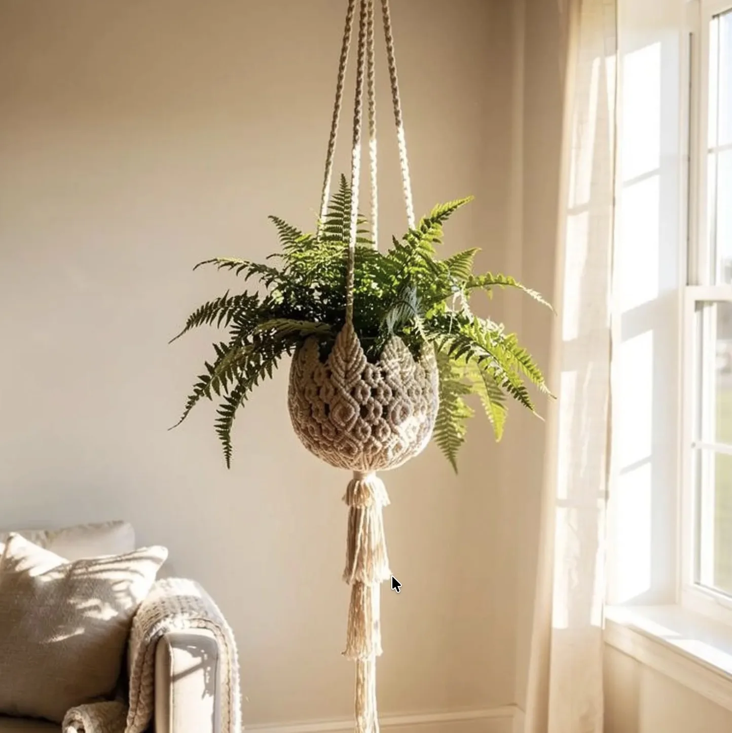 Handcrafted Cotton Macrame Plant Hanger | Boho Wall Hanging Pot Holder for Indoor & Balcony Spaces
