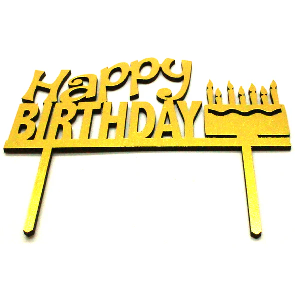 Cake Topper Happy Birthday - Doré
