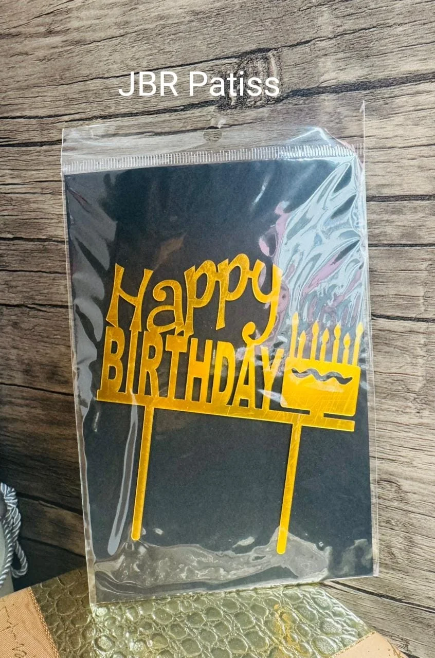 Cake Topper Happy Birthday - Doré