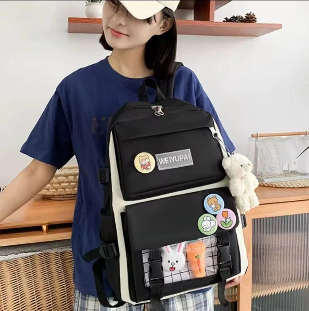🎒 مجموعة حقائب عملية باللون الأسود من 4 قطع