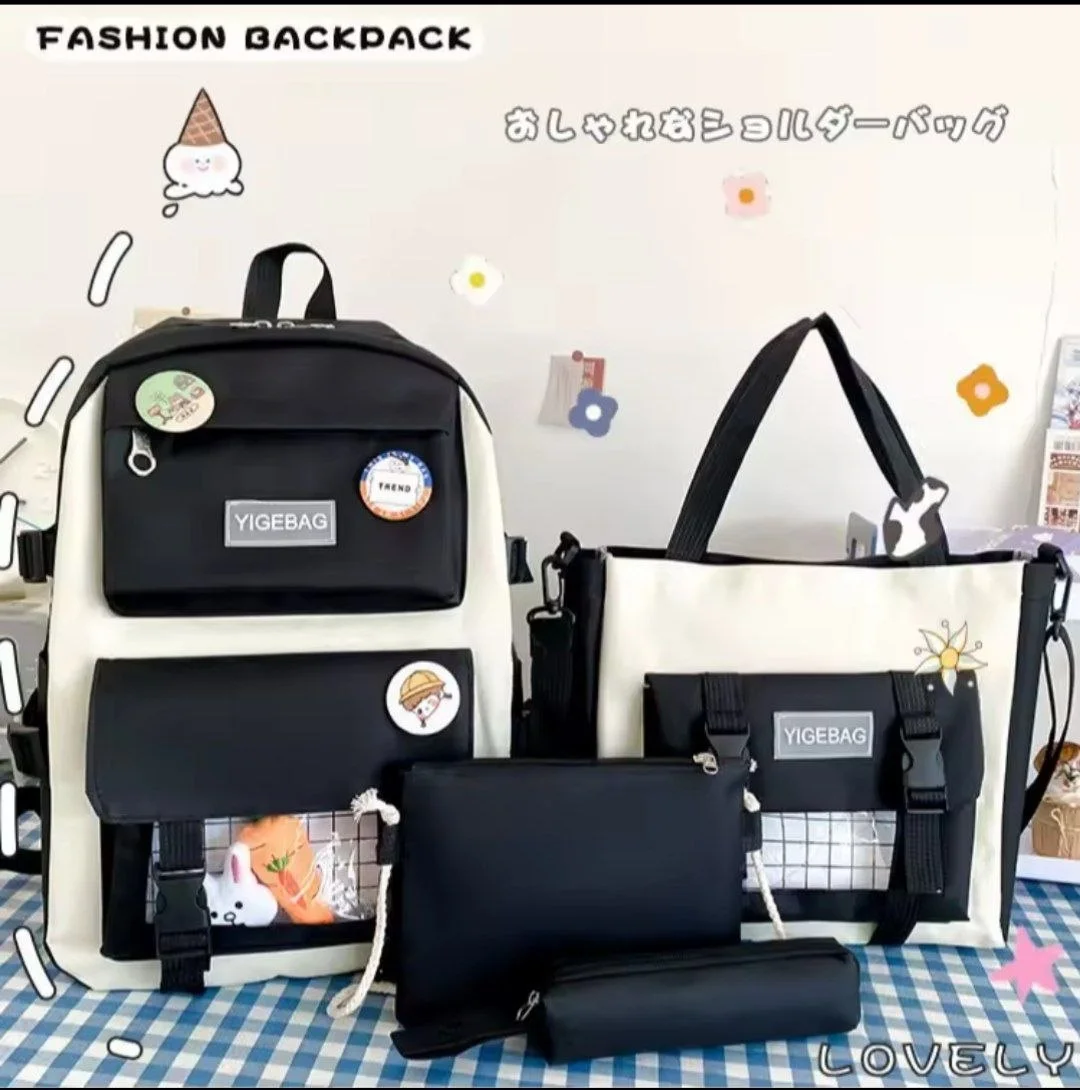 🎒 مجموعة حقائب عملية باللون الأسود من 4 قطع