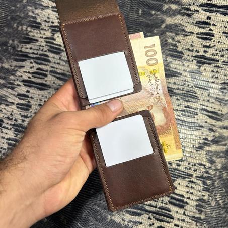 محفظة مصنوعة من جلد طبيعي 100٪ ومخيطة يدويا لحمل بطاقات واموال