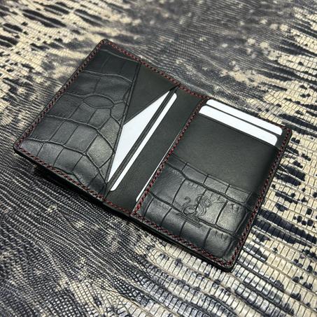 محفظة مصنوعة من جلد طبيعي 100٪ ومخيطة يدويا لحمل بطاقات واموال