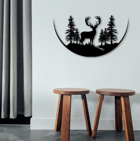 لوحة حائطية "أيل وسط الغابة"