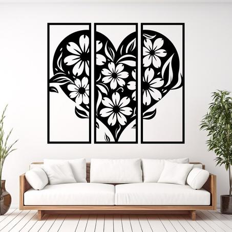 لوحة حائطية "أزهار على شكل قلب"