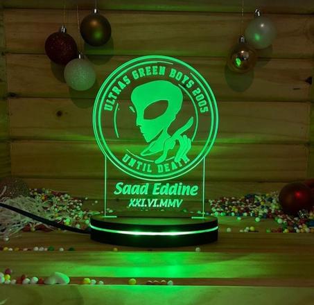 مصباح 3D "ULTRAS GREEN BOYS" باسم مخصص