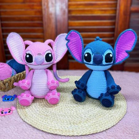 Stitch and Angel CROCHET PATTERN Blue and Pink Alien Monsters