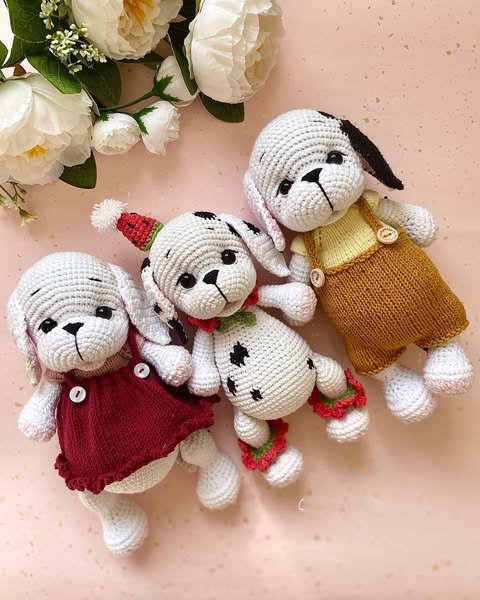 Crochet PATTERN Dogs Dalmatians, Amigurumi With Clothes Tutorial PDF in English