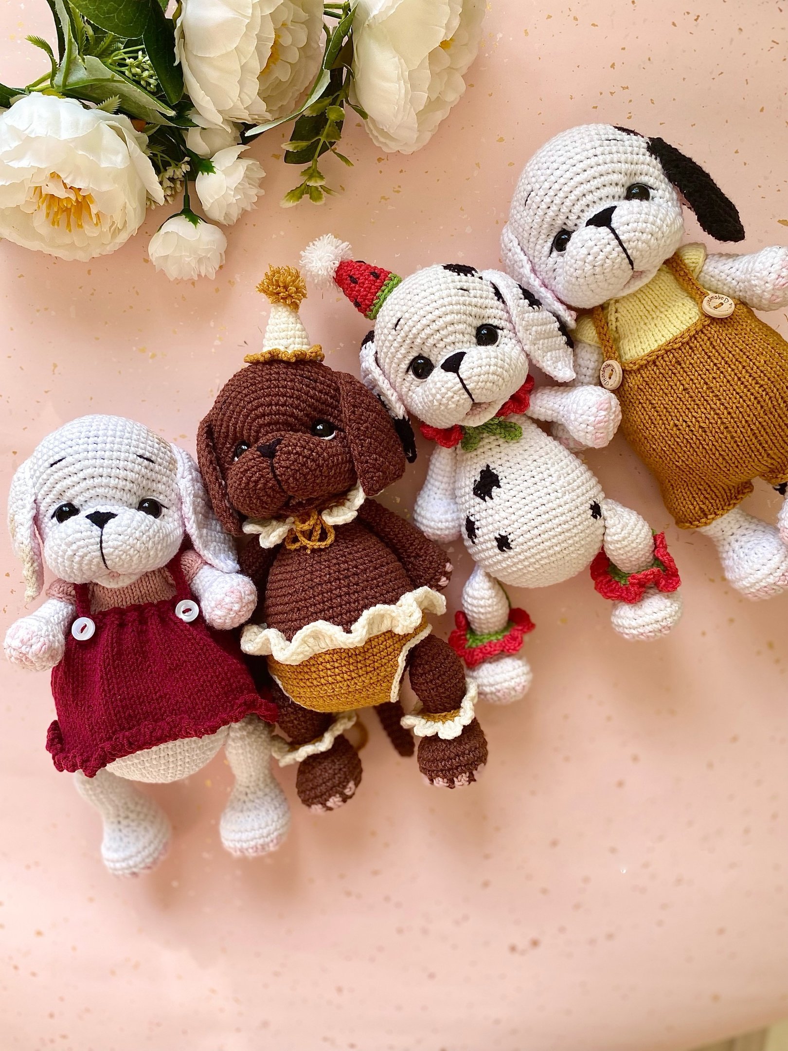 Crochet PATTERN Dogs Dalmatians, Amigurumi With Clothes Tutorial PDF in English