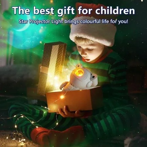 بروجكتور LED بتصميم رائد فضاء وسماء مرصعة بالنجوم – إضاءة مثالية لغرفة الأطفال