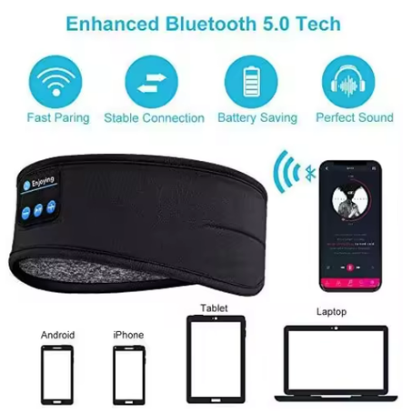 سماعات البلوتوث، عصابة رأس رياضية رقيقة، قناع العين لسماعات الأذن اللاسلكية المريحة