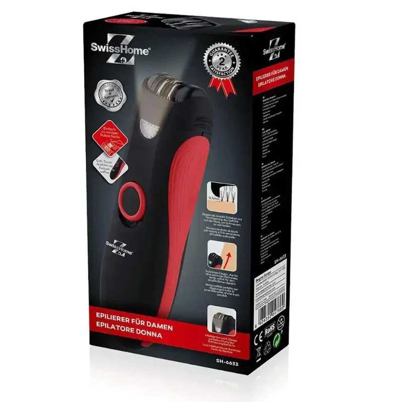 🔥 ÉPILATEUR SWISSHOME SH-6633 – ROUGE & NOIR
