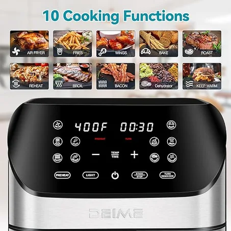 DEIME Air Fryer 8.5 QT Oilless Oven Large AirFryer Healthy Cooker with 10 1-Touch Preset,