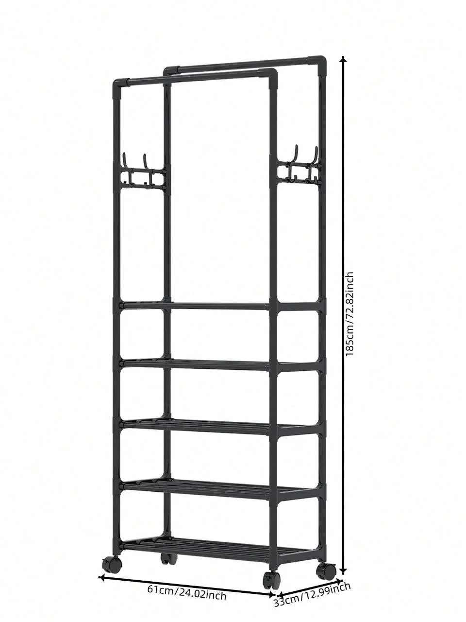 Portant à Vêtements Multifonction avec Étagères – Mobile & Grande Capacité