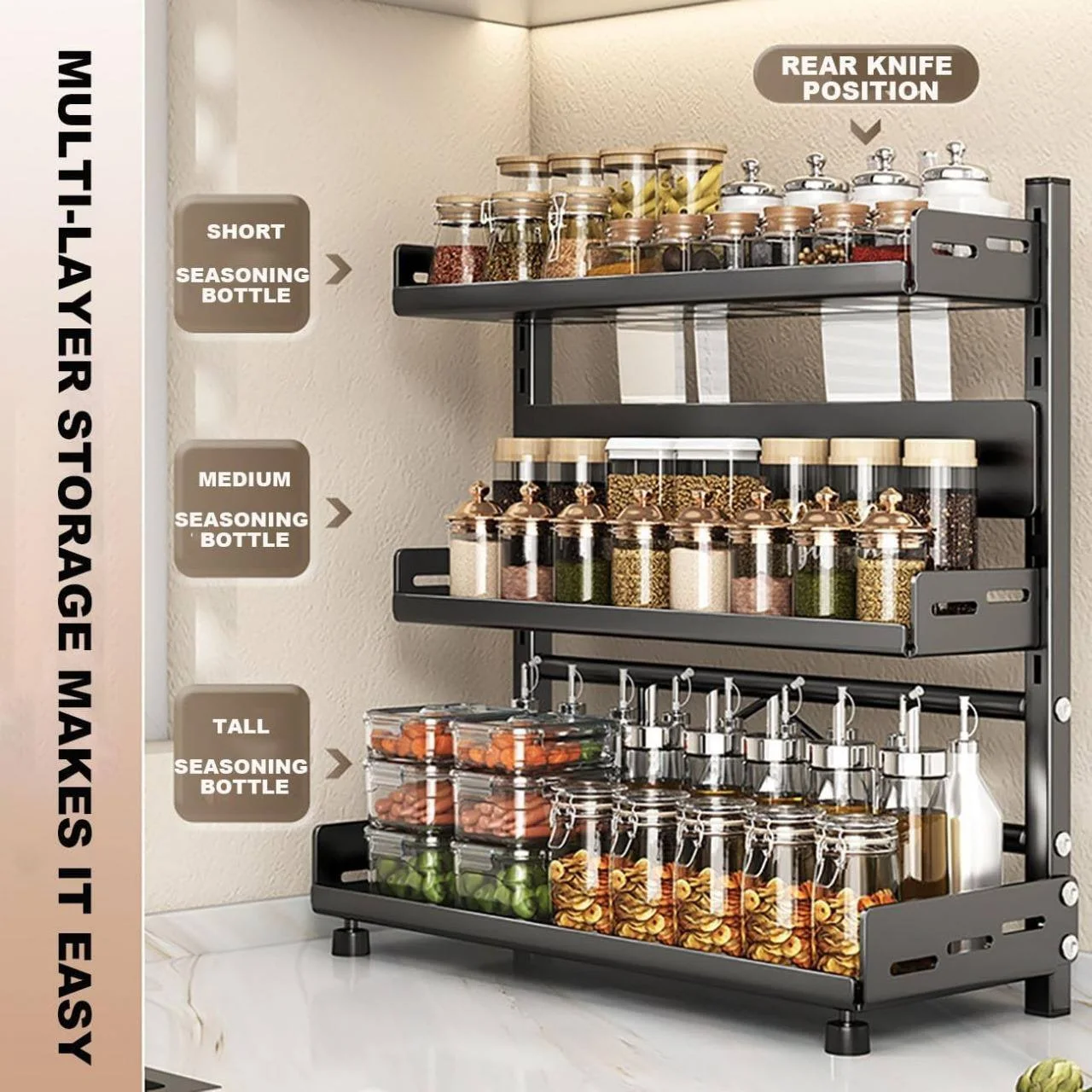 Étagère de Rangement Cuisine Multi-Niveaux – Métal Renforcé