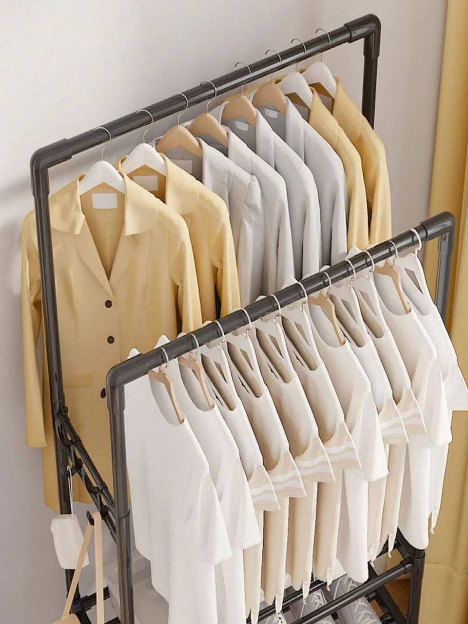 Portant à Vêtements Multifonction avec Étagères – Mobile & Grande Capacité