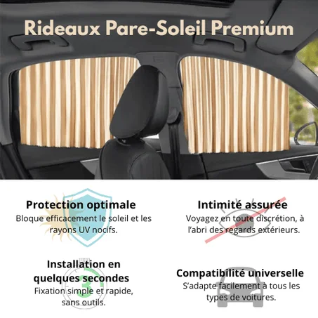 Rideaux Pare-Soleil Premium : Protection Totale UV & Intimité pour Voiture