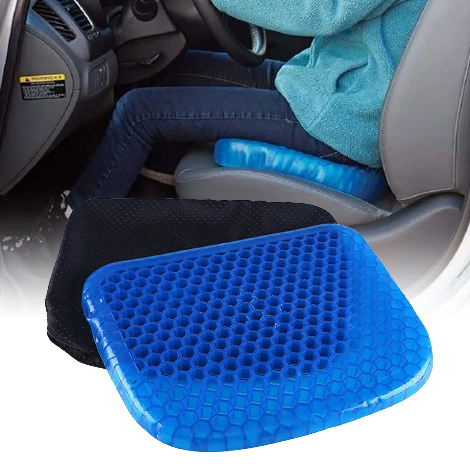 عرض جهاز مساج محمول بالحرارة لتدليك عضلات الجسم مع وسادة مقعد من الجل  (Portable heat massager for body muscle massage with gel seat cushion)