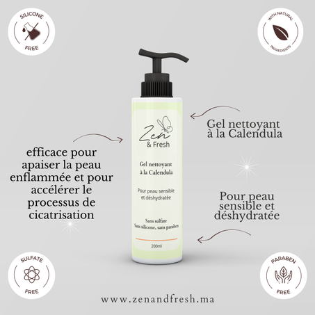 Gel nettoyant  à la Calendula pour peau très sensible | جل تنظيف الوجه بمستخلصات زهرة الجمرة