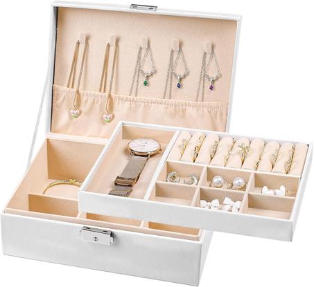 صندوق تخزين المجوهرات فاخر بطبقتين