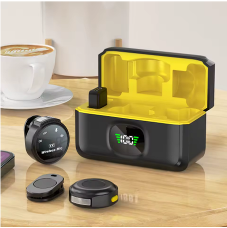 لهاتف Xiaomi Wireless Lavalier Lapel Microphone iPhone iOS/Android Type-C مقابلة تسجيل الألعاب المباشرة مع مشبك مغناطيسي