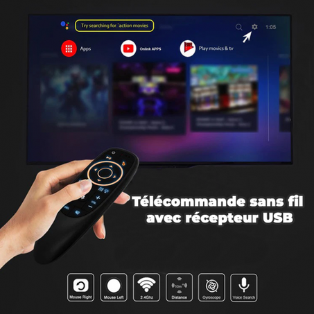 Télécommande Air Mouse à reconnaissance vocale pour PC et TV