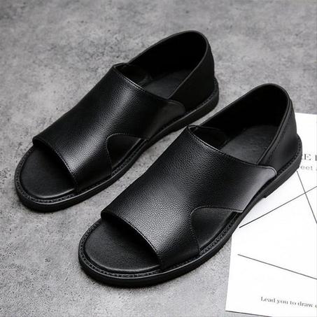 Sandales classiques en cuir noir