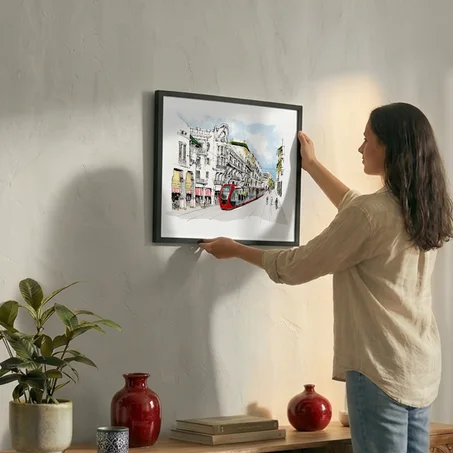 Tableau Décoratif Urbain : Casablanca — Boulevard Mohammed V |- Hand-Drawn Poster, Morocco Wall Art, Urban Illustration (30x40 cm)