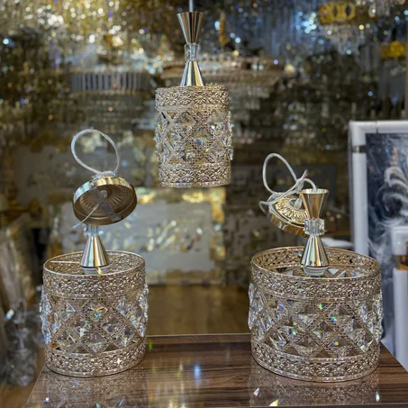 3 Lustres Cristal Dorés