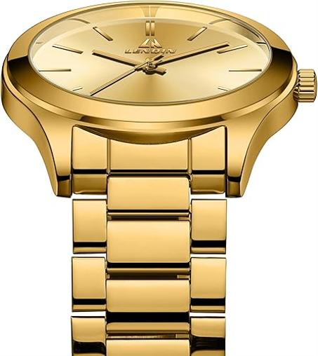 ساعة يد للرجال مقاومة للماء من الستانلس ستيل من ال ان لينكين، ساعة انالوج كوارتز عصرية بتصميم عملي