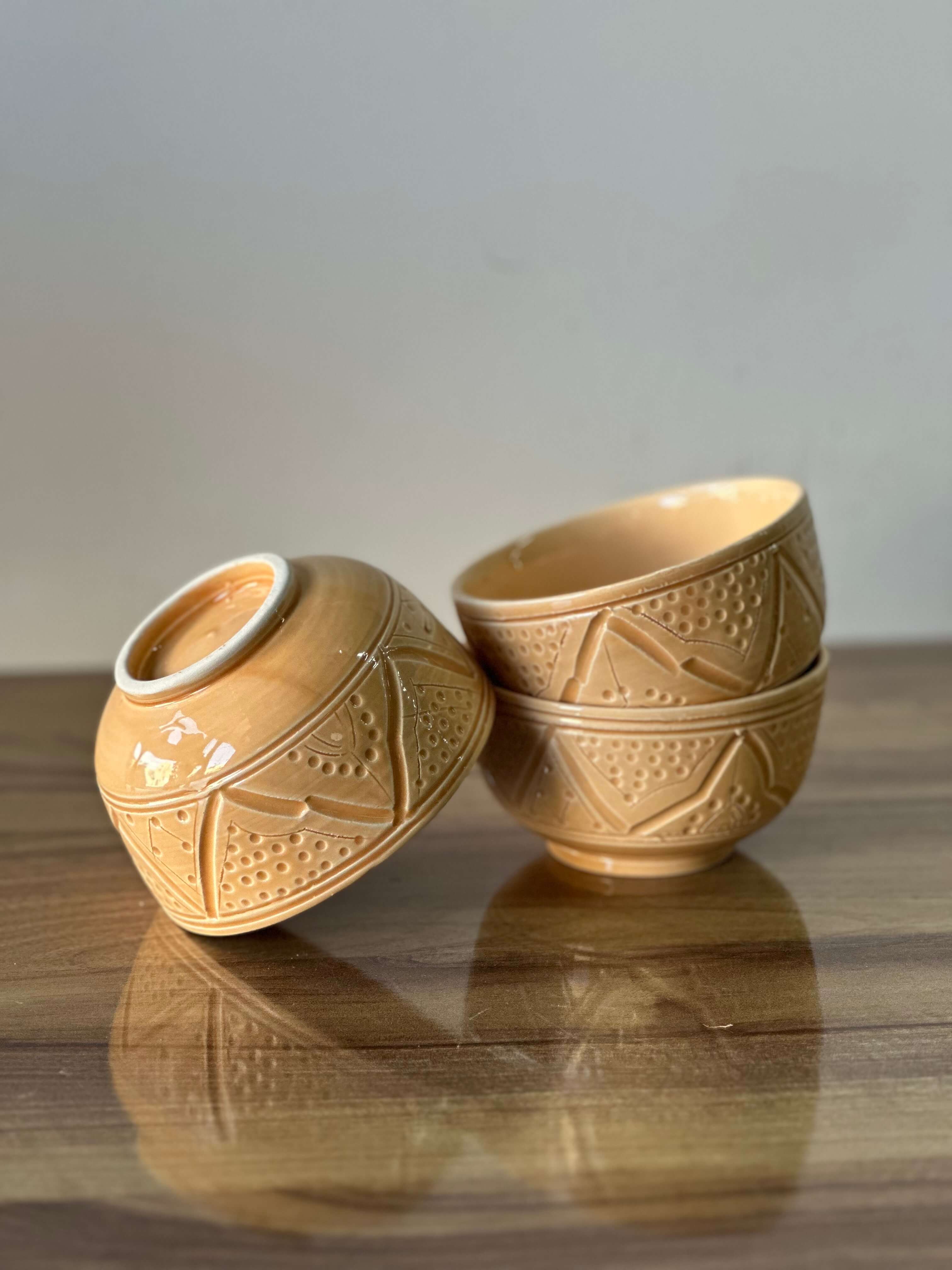 Bol, Saladier Gravé Beige