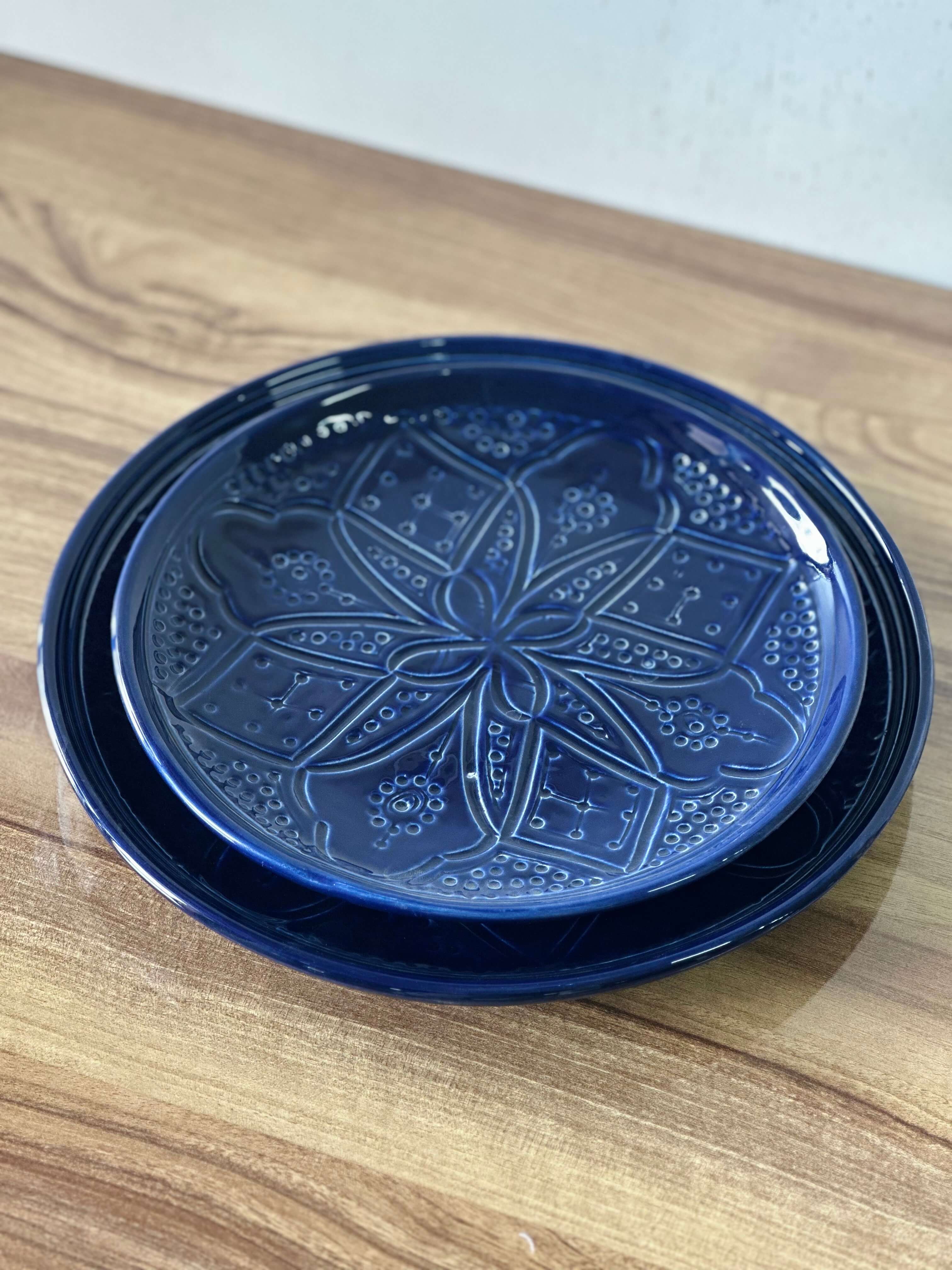Petite Assiette Gravé Bleu Nuit
