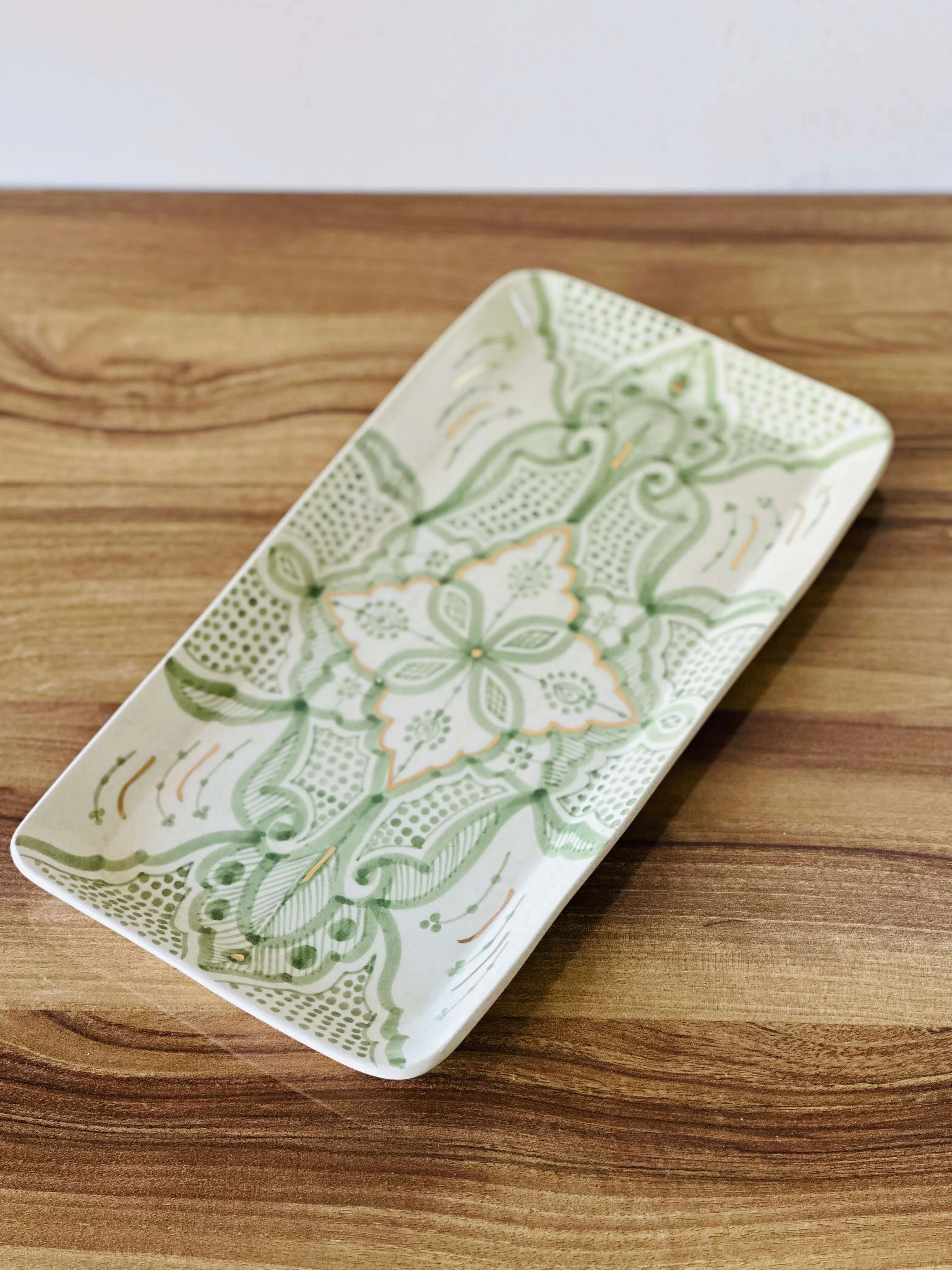 Plateau Rectangulaire Zwak Traditionnel Pistache Gold