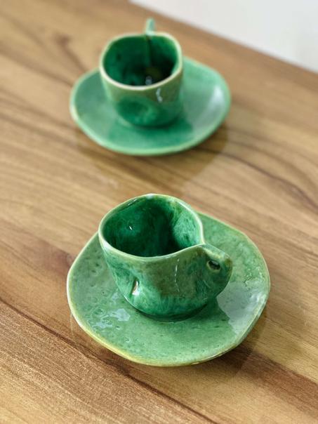 Tasse et Sous Tasse Dune Espresso Vert Mineral