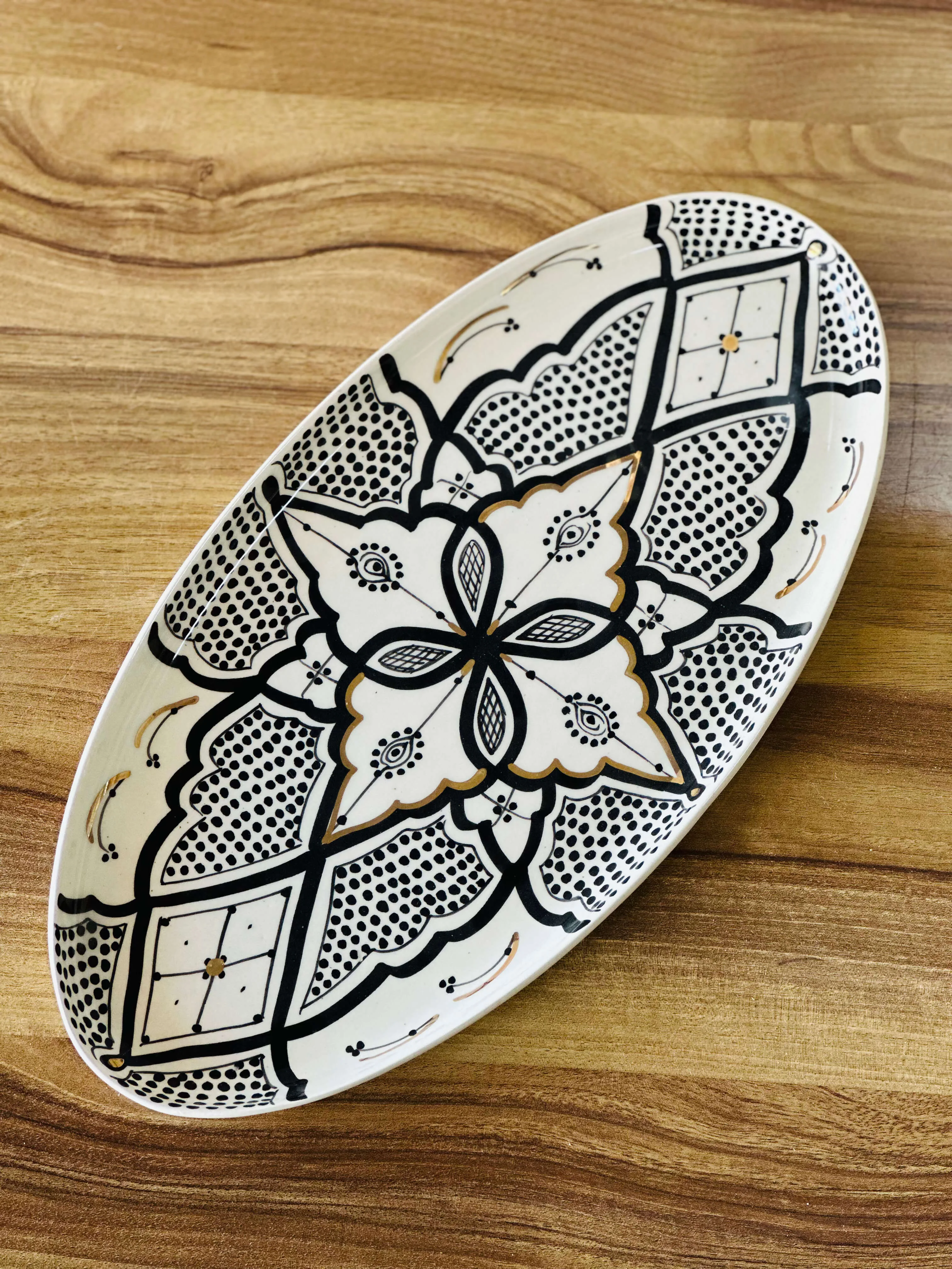 Plateau Ovale Zwak Traditionnel Noir Gold