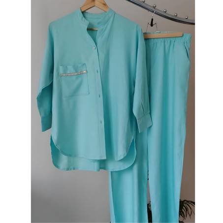 Ensemble en lin Bleu