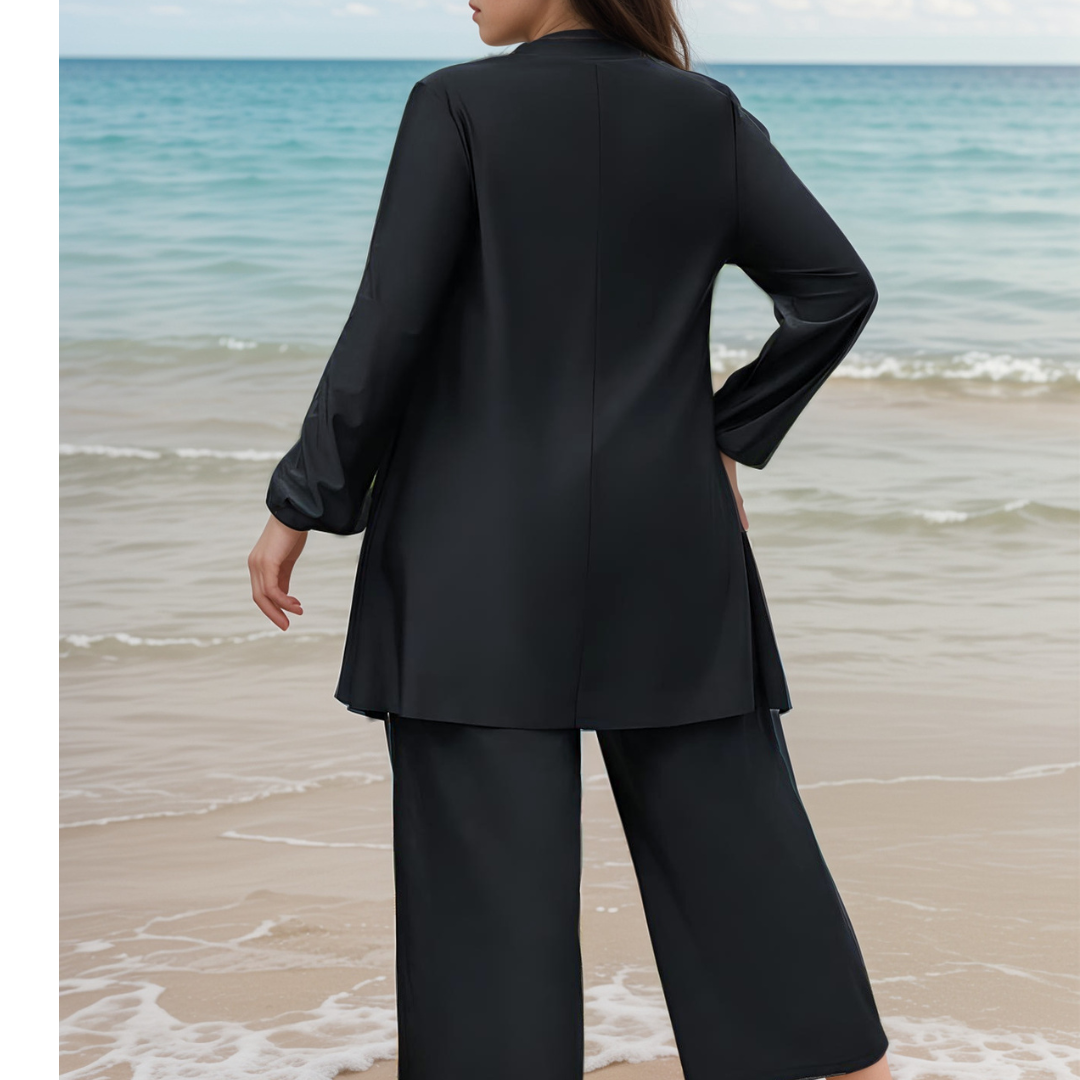 Burkini Noir pantalon large – Élégant, opaque et confortable