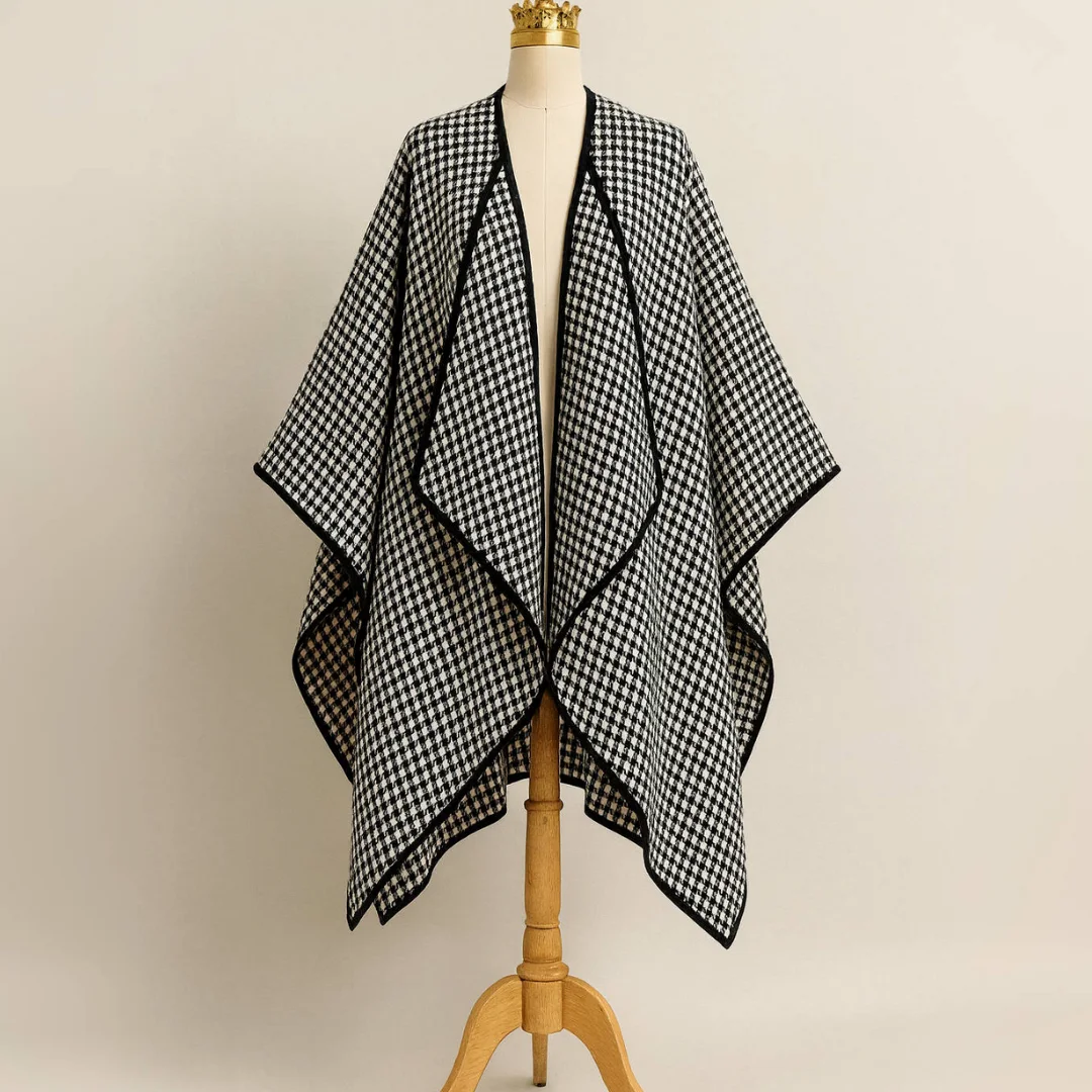 Cape en Tissu Channel Noir et Blanc – Élégante et Chic