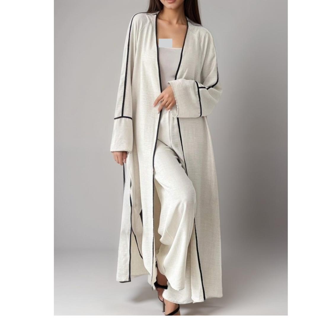 Ensemble 2 pièces - Kimono long et pantalon large Femme  - coupe moderne  – moderne Longue Élégante - Kimono Chic Été 2025
