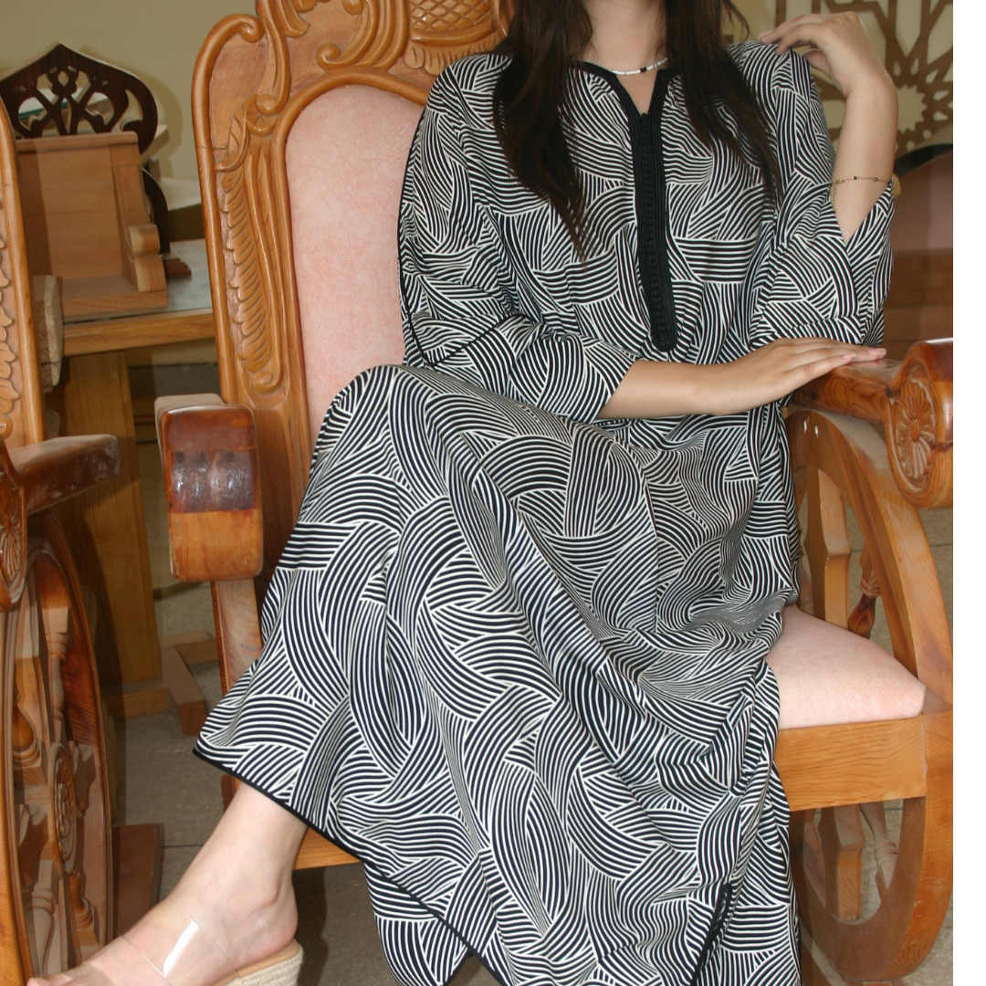 Gandoura caftan Femme en Fil de coton – Fait Main