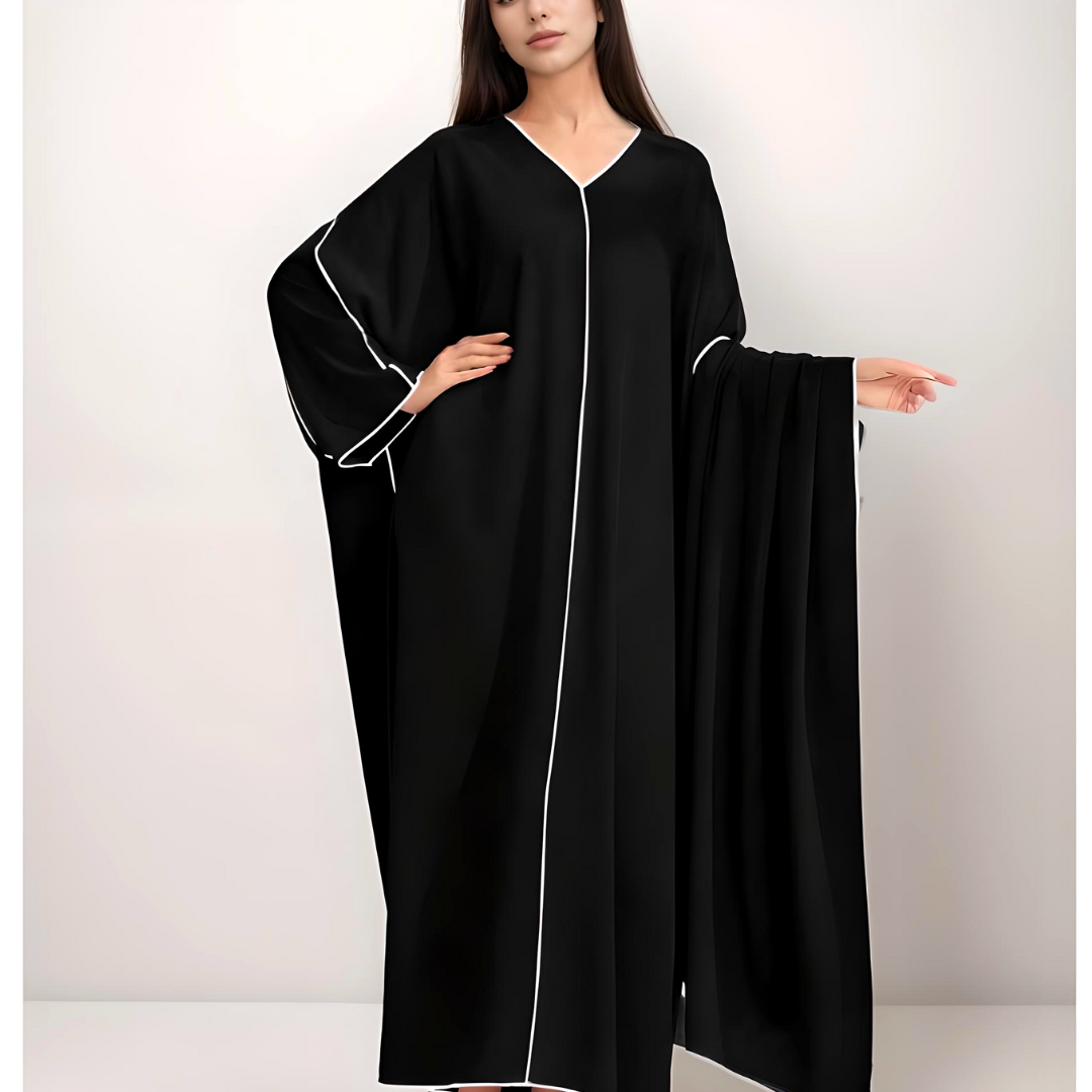 Abaya et son châle en crêpe