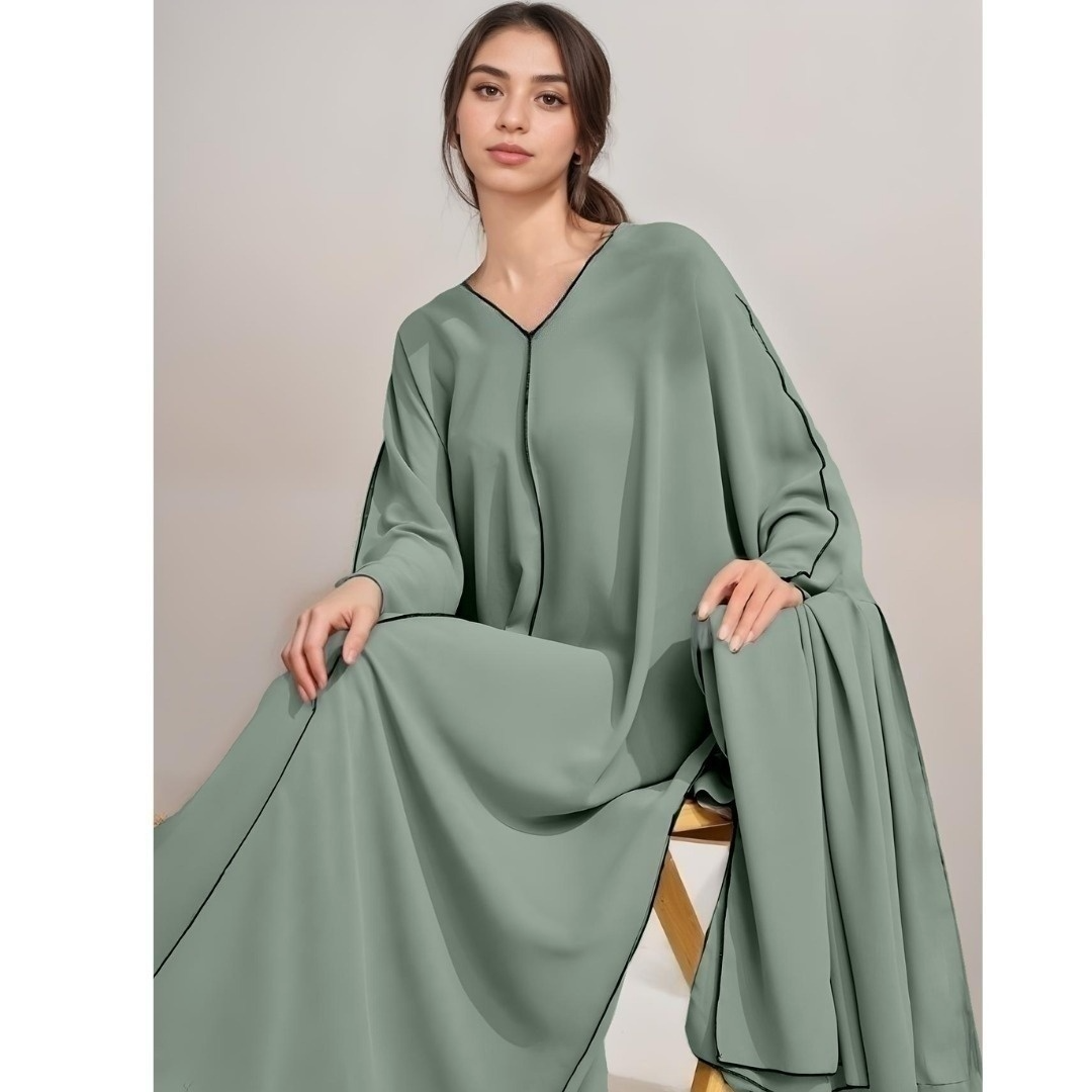 Abaya et son châle en crêpe