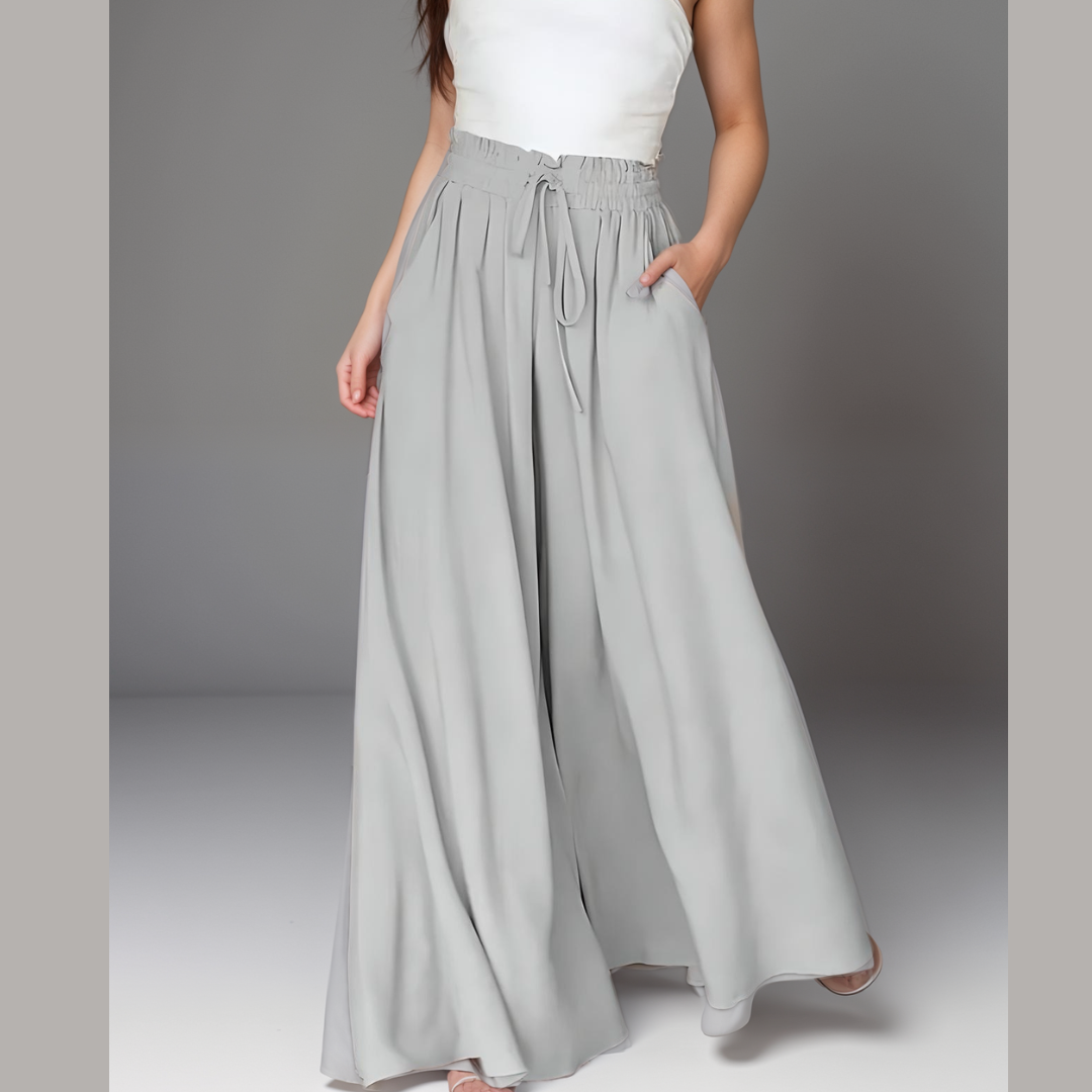 Pantalon Large Femme Élégant Taille Haute - Pantalon Palazzo Fluide Chic Casual
