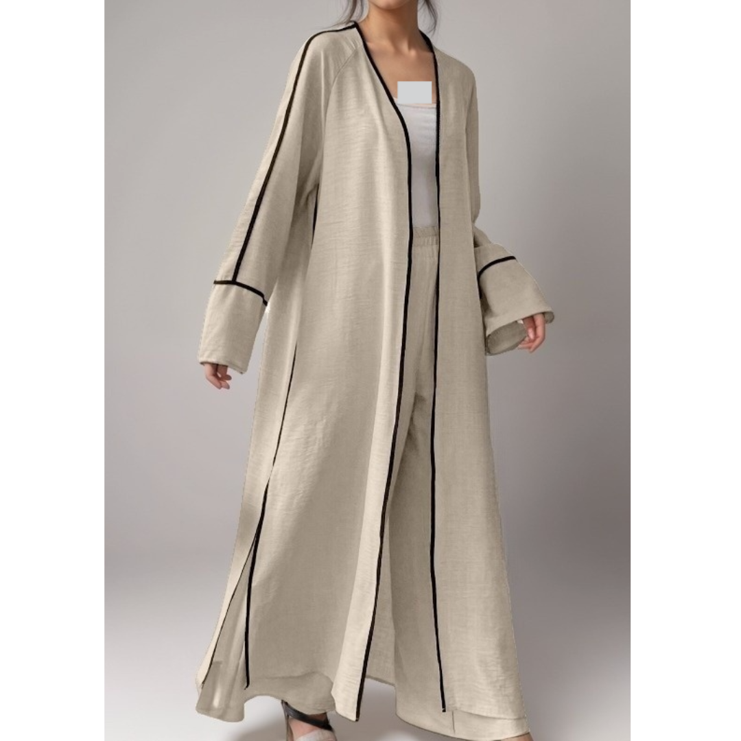 Ensemble 2 pièces - Kimono long et pantalon large Femme  - coupe moderne  – moderne Longue Élégante - Kimono Chic Été 2025
