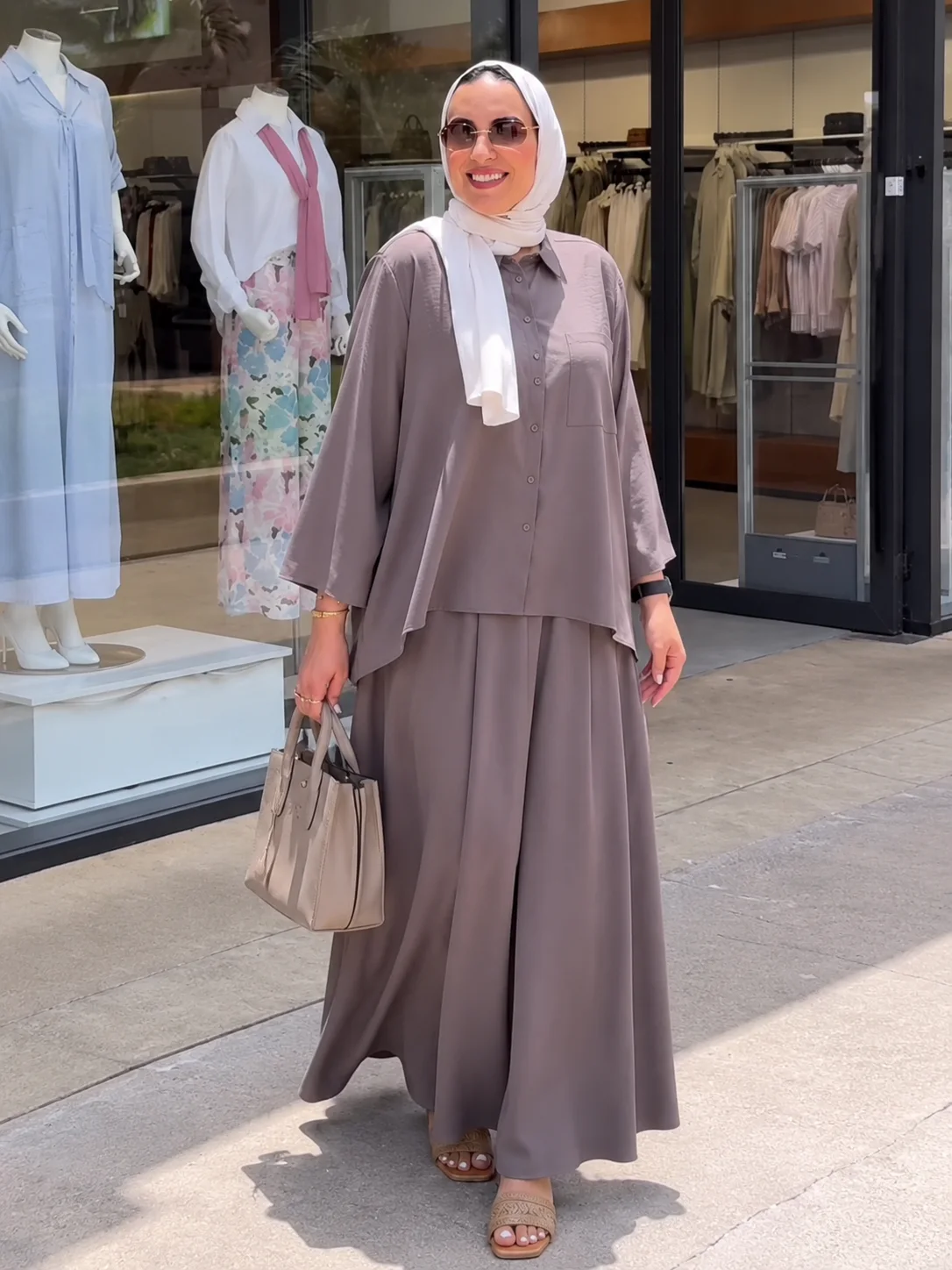 Ensemble chemise & pantalon large en crêpe
