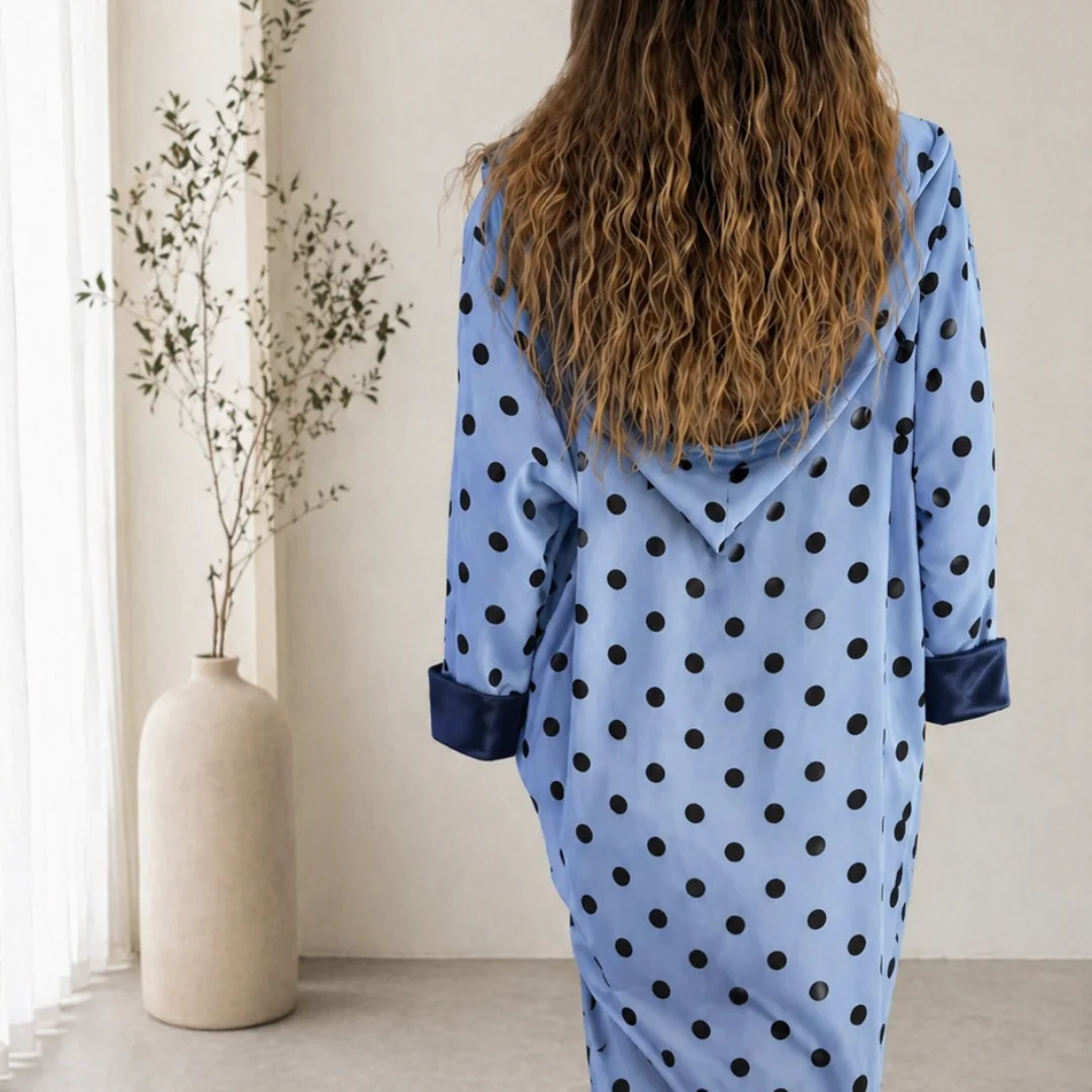 Jellaba Élégance une seule piece en mousseline crêpe bleu gris